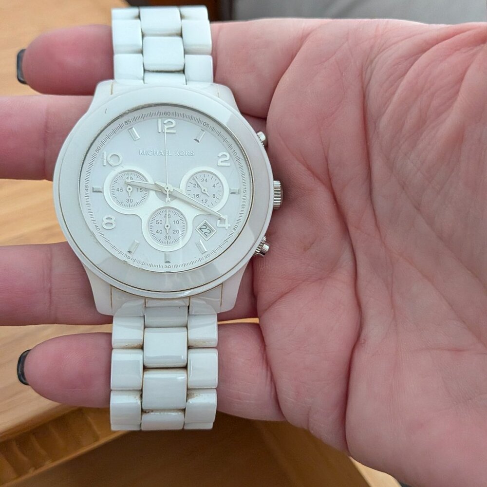 Michael Kors White Ceramic Chronograph Watch